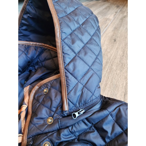 Lauren Ralph Lauren Quilted Hooded Barn Jacket Navy Size Small Anorak NWT - Picture 7 of 15